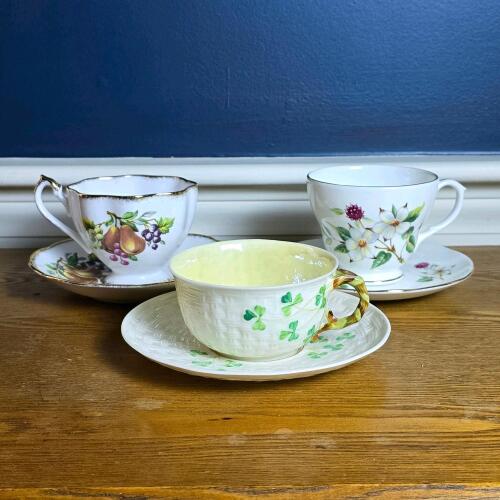 Vintage Bone China Tea Cups and Saucers, Mixed English Designs