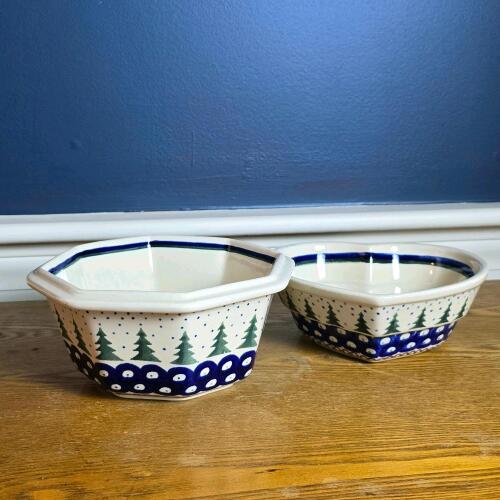 Boleslawiec Polish Pottery Bowls with Tree Pattern