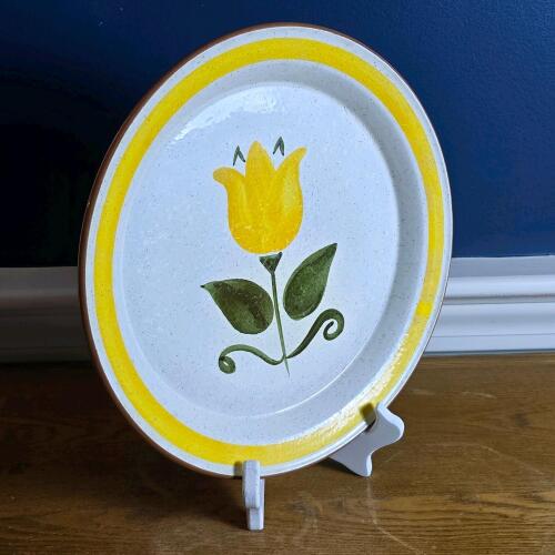 Hand Painted Stangl Pottery Plate With Yellow Flower Design