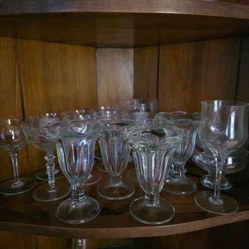Assorted Vintage Glass Stemware and Dessert Glasses