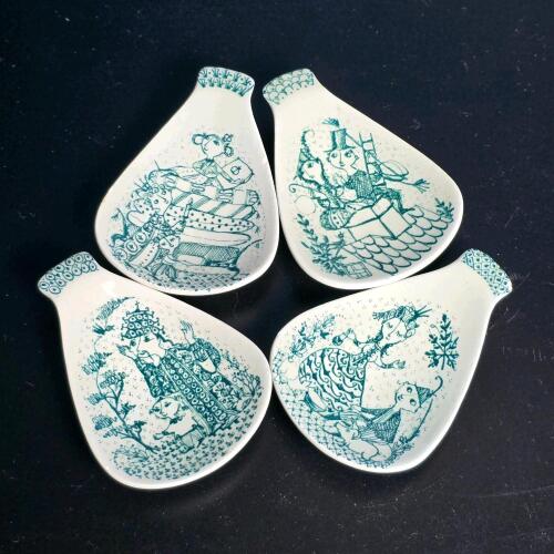 Porcelain Spoons with Figural Decor, Nymolle Denmark