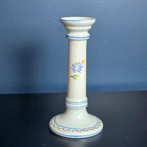 Ceramic Candlestick with Hand Painted Floral Motif
