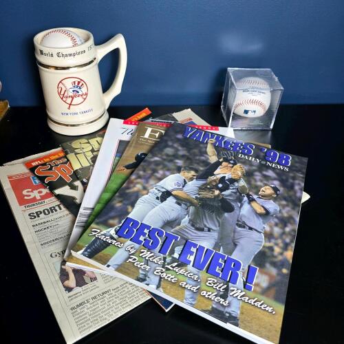 New York Yankees Memorabilia Lot With Baseballs and Publications