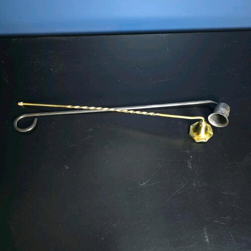 Metal Candle Snuffer and Brass-Tone Swizzle Stick
