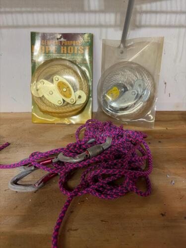 General Purpose Rope Hoists and Climbing Ropes with Carabiners