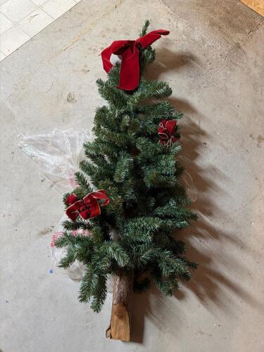 Decorative Artificial Pine Tree with Red Bows