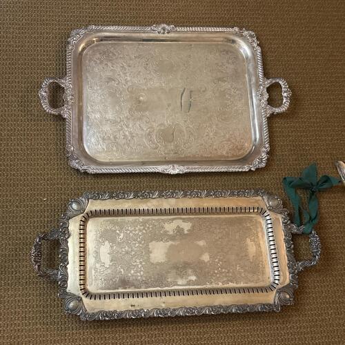 Pair of Rectangular Silver on Copper Serving Trays