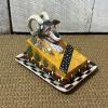 Hand Painted House of Hatten Ram Motif Ceramic Butter Dish