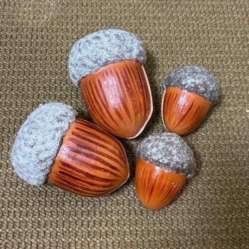 Four Acorn-Shaped Decorative Containers with Removable Lids