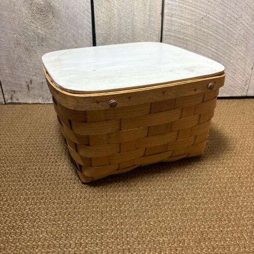 Basketville Wooden Picnic Basket With Hinged Lid