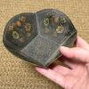 Decorative Black Painted Metal Bowl With Floral Motif