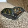 Decorative Black Painted Metal Bowl With Floral Motif - 2