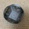 Decorative Black Painted Metal Bowl With Floral Motif - 3