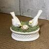 Italian Ceramic Bird Nest Motif Lidded Dish