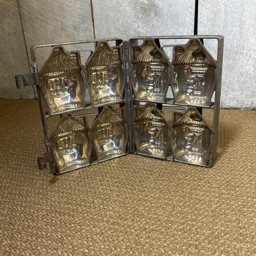 Vintage Metal Hinged House-Shaped Chocolate Mold