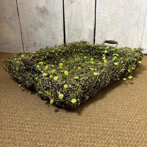 Decorative Rectangular Twig and Vine Basket with Faux Greenery