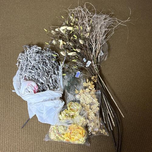 Assorted Artificial Floral Sprays, Branches, and Flowers