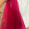 Pair of Bed Skirts - Sheer Pink and Sage Green Fabric - 3