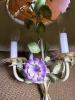 Floral Tole-Style Hanging Chandelier With Shade - 2