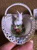 Pair of Moga Porcelain Rabbit Baskets Hand Painted Romania - 4
