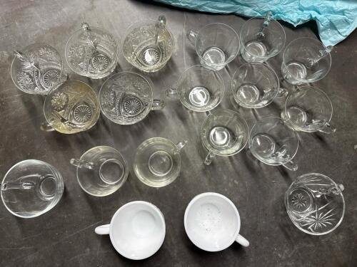 Vintage Mixed Glass Teacups With Pressed and Clear Designs