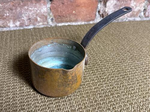 Vintage Copper Saucepan With Iron Handle
