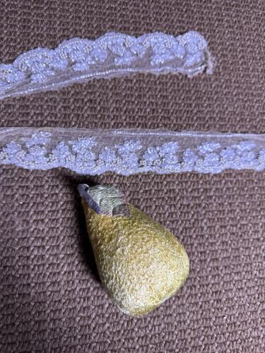 Beaded Lace Trim and Velvet Pear Ornament