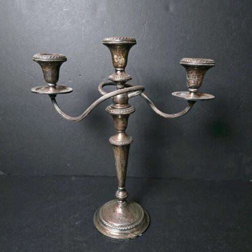 Sterling Silver Weighted Three-Arm Candelabra