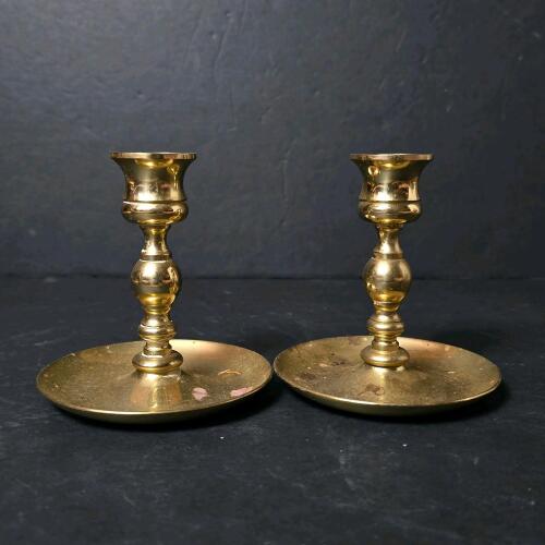 Pair of Brass Candlesticks in Traditional Style