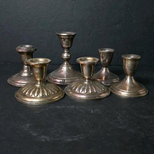 Sterling Weighted Candlesticks in Mixed Traditional Styles