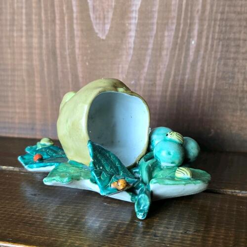 Majolica-Style Ceramic Cornucopia with Fruit and Insects