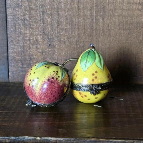 Limoges France Hand Painted Fruit Trinket Boxes