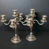 Pair of Silver-Toned Five-Light Candelabra in Classical Style