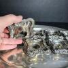Silverplate Ornate Rim Tray with Metal Bobeche - 2