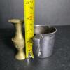 Silver Double Handle Cup and Brass Etched Vase - 3