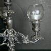 Ornate Three-Arm Silver-Style Candelabra with Glass Candle Cups - 3