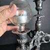 Ornate Three-Arm Silver-Style Candelabra with Glass Candle Cups - 4