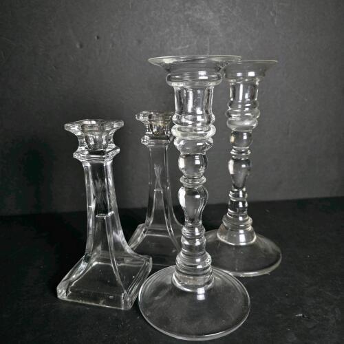Glass Candlesticks in Mixed Traditional Styles