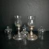 Silver Plate and Glass Hurricane Candle Holders with Glass Domes