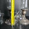 Silver Plate and Glass Hurricane Candle Holders with Glass Domes - 2