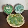 Majolica-Style Leaf and Botanical Motif Plates
