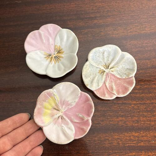 Trio of Floral Petal-Shaped Ceramic Trinket Dishes