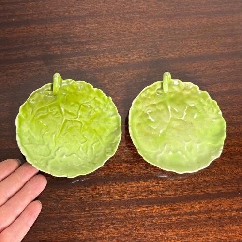 Pair of Royal Bayreuth Bavaria Green Leaf Dishes
