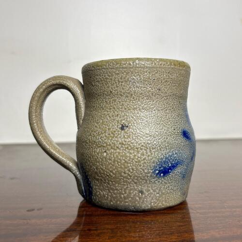 Stoneware Pottery Mug with Blue Decoration