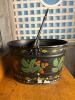 Hand-Painted Toleware Divided Metal Bucket with Handle
