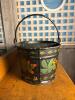 Hand-Painted Toleware Divided Metal Bucket with Handle - 2