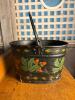 Hand-Painted Toleware Divided Metal Bucket with Handle - 3
