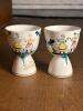 Pair of Hand-Painted Double Egg Cups in Folk Art Style