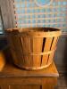 Wood Slat Basket with Metal Handles