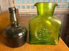 Two Blown Glass Green Bottles - 3